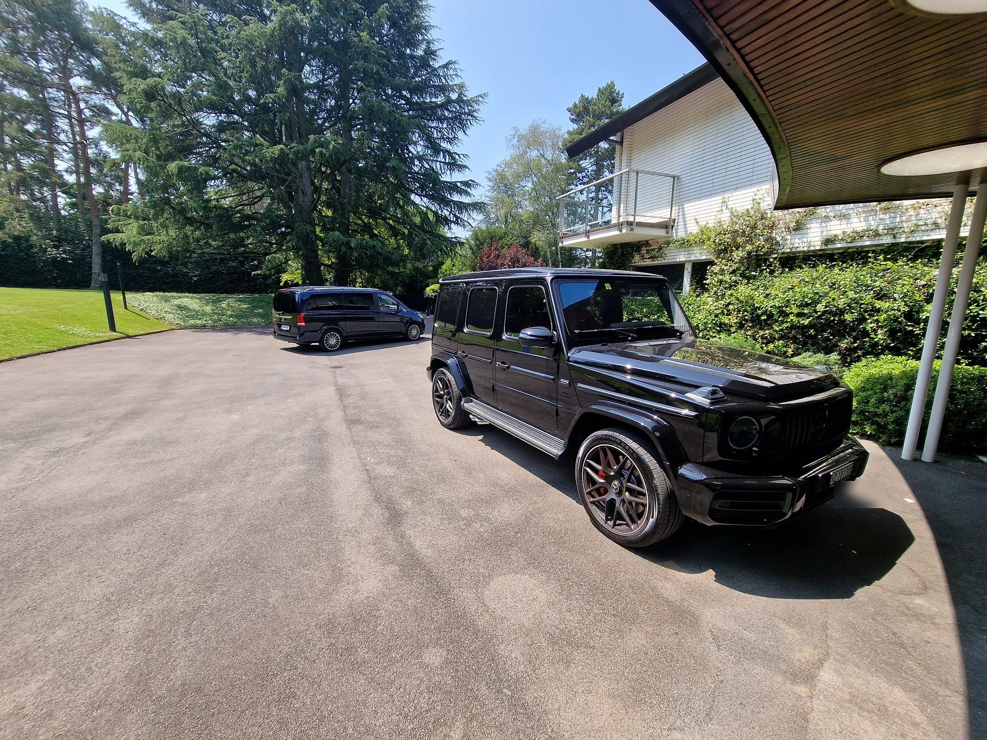 Mercedes-Benz G-Class SUV at a private villa, front three-quarter view