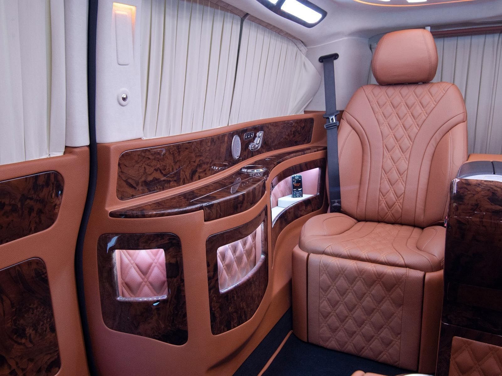 V-Class lounge cabin — discreet, comfortable seating